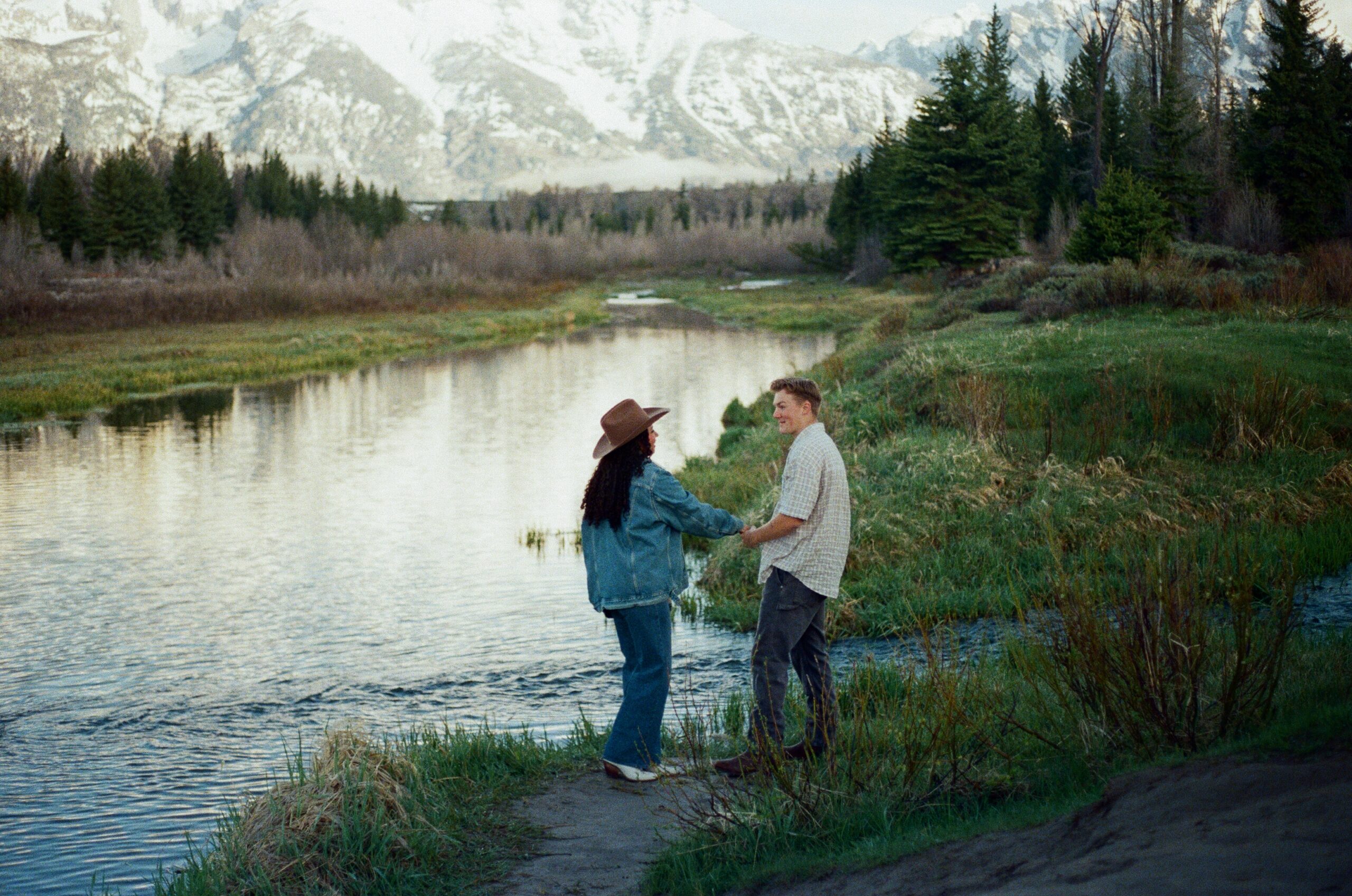 Film photography of a couples session in Grand Teton National Park