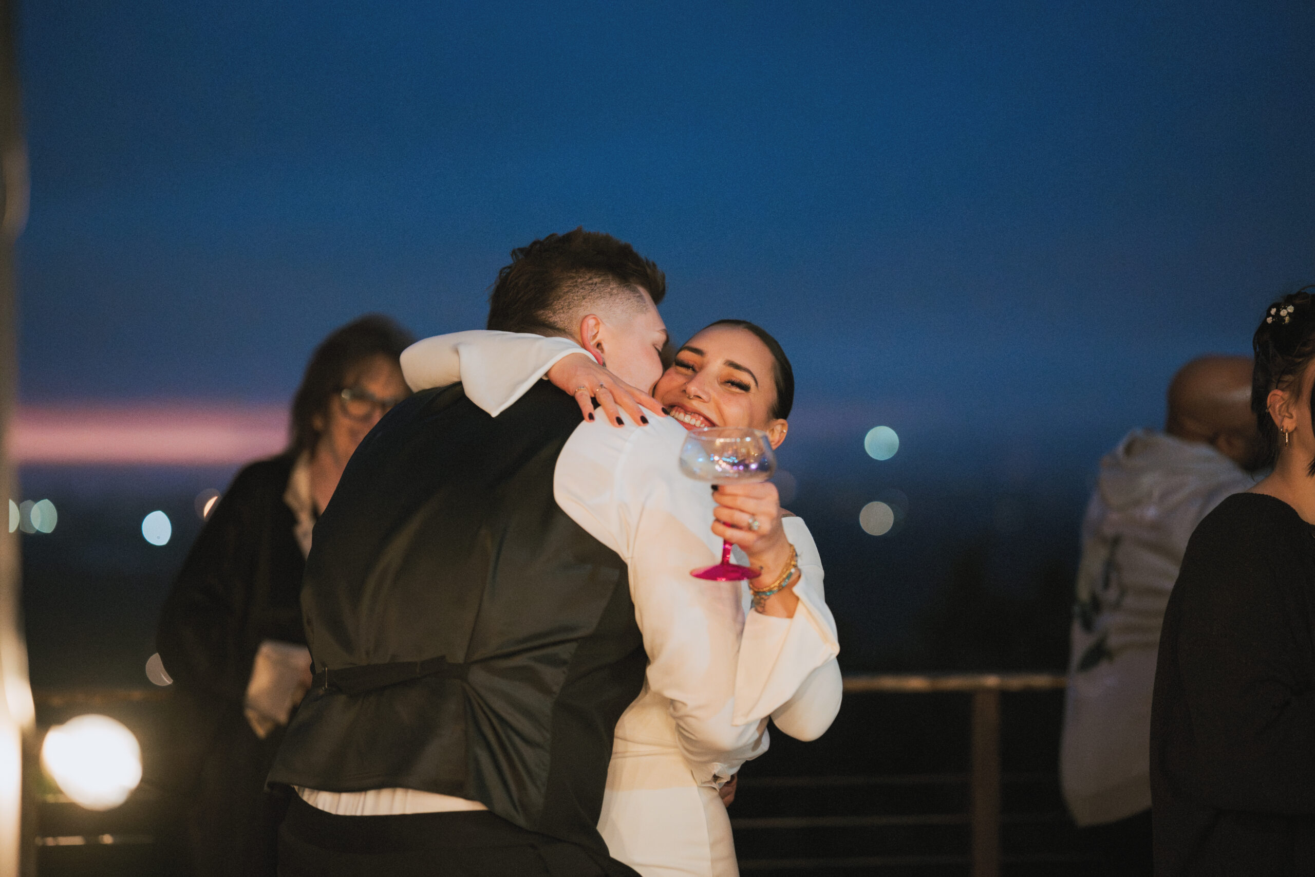 Bride and Groom dancing with friends and family during their California elopement day.
